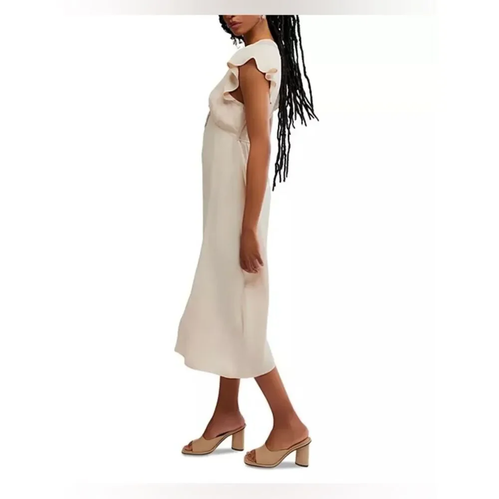 Free People Tied With Joy Midi Dress Neutral Lace-Trim Camisole size XL